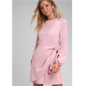 Lulu’s ‘Believe It or Knot’ rose pink long-sleeve tie-front mini dress